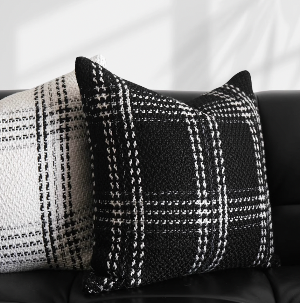 グリッドコットンクッションカバー