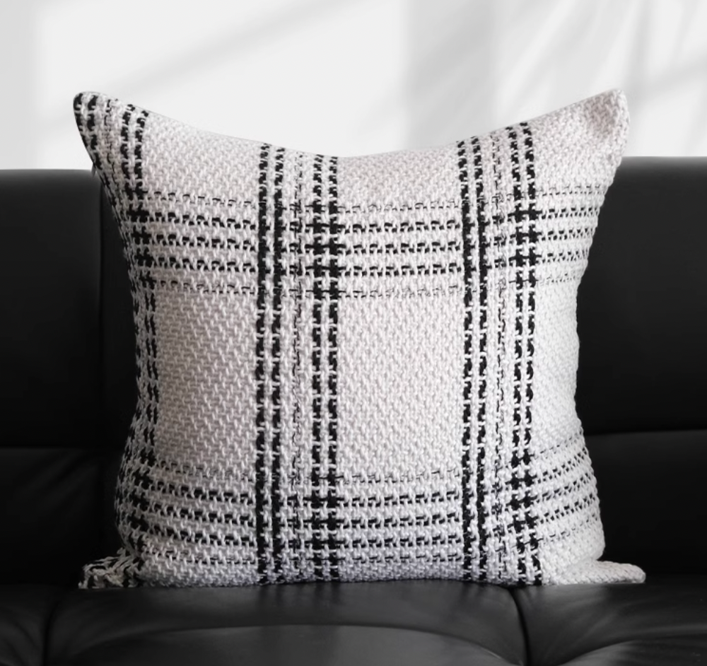 グリッドコットンクッションカバー