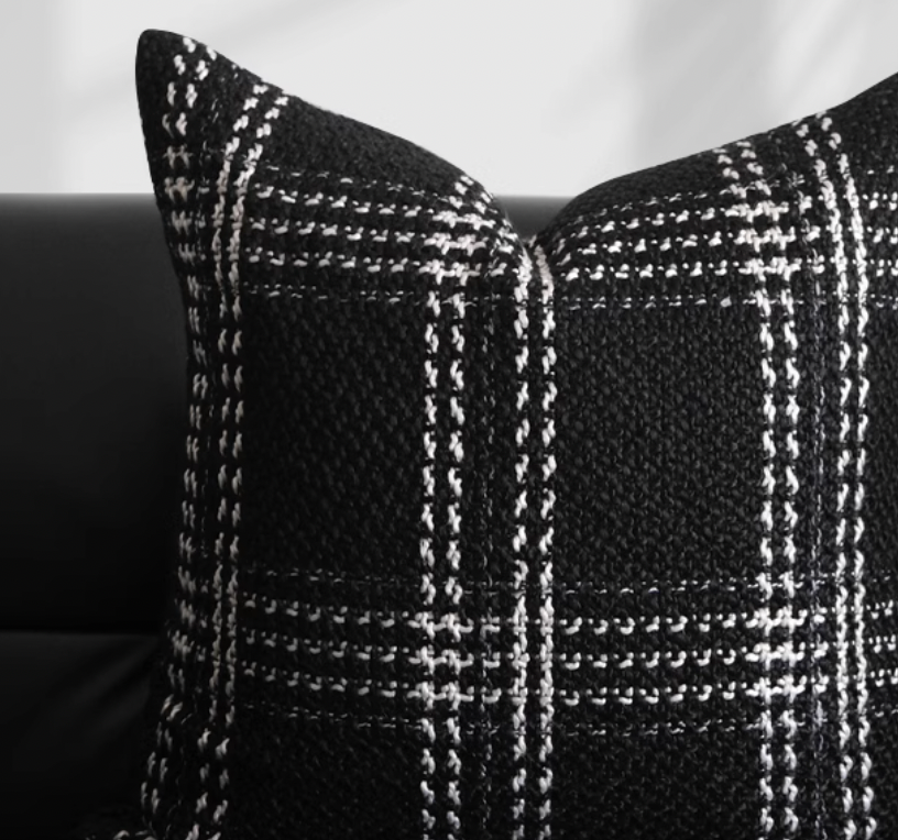 グリッドコットンクッションカバー