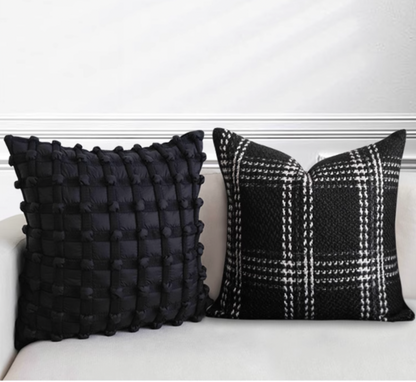 グリッドコットンクッションカバー