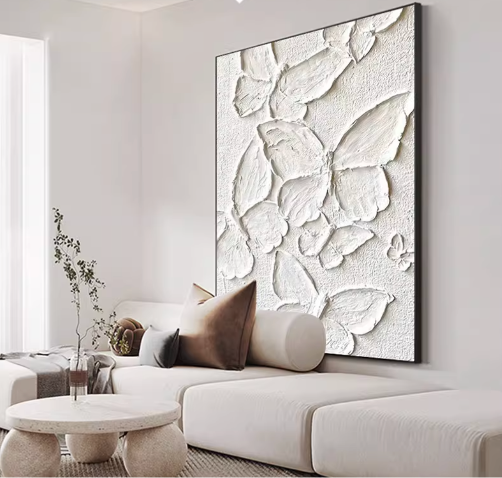 ピュアホワイトバタフライウォールアート