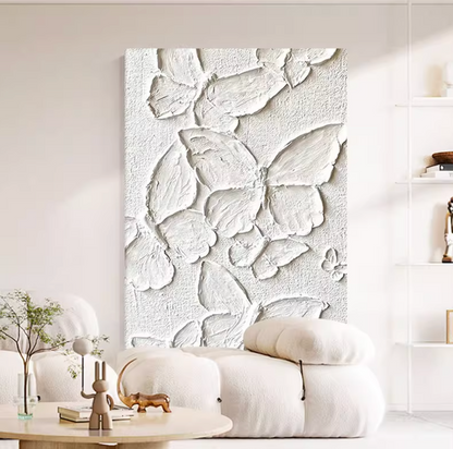ピュアホワイトバタフライウォールアート