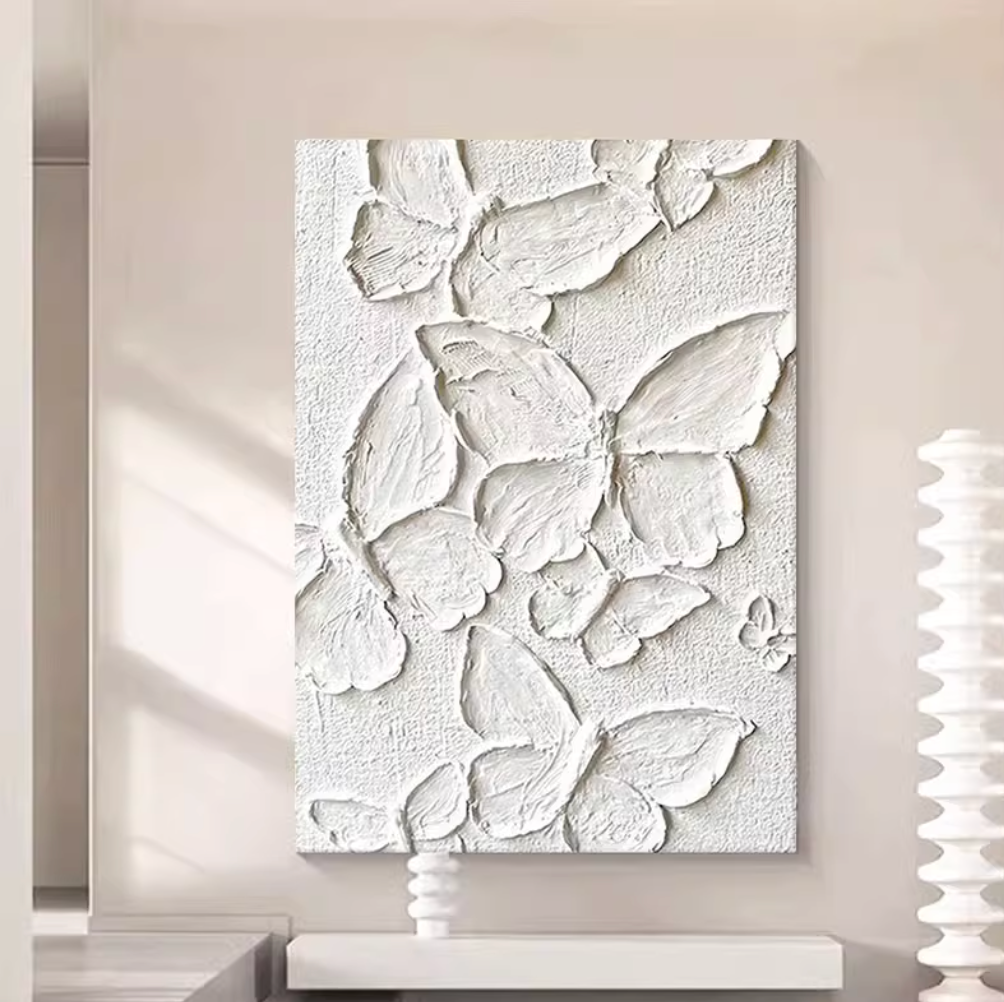 ピュアホワイトバタフライウォールアート