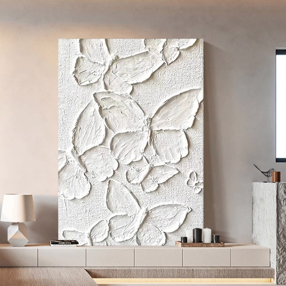 ピュアホワイトバタフライウォールアート