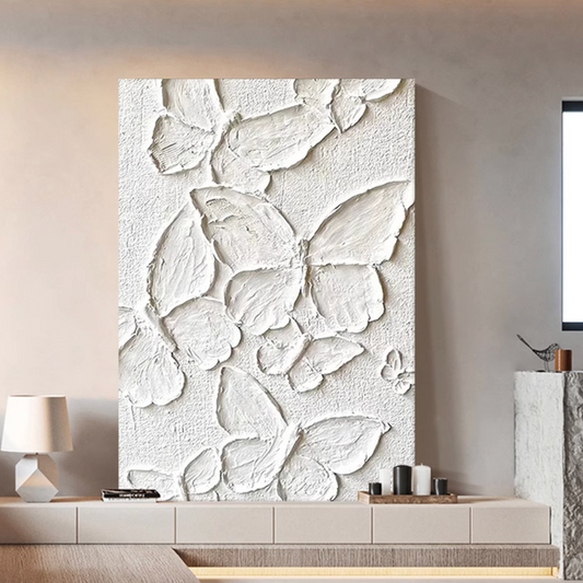 ピュアホワイトバタフライウォールアート